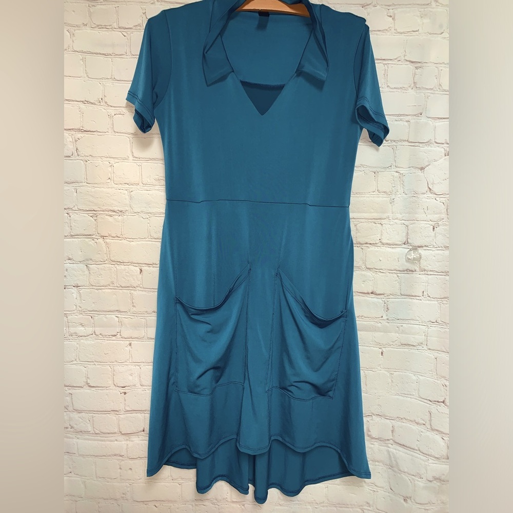 Lady Hike Teal Stretch Happy Dress Size L - Picture 2 of 7
